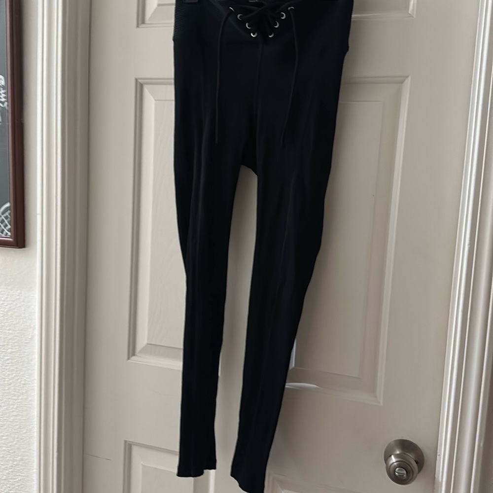 Year Of Ours Black Ribbed Football Leggings Size Large